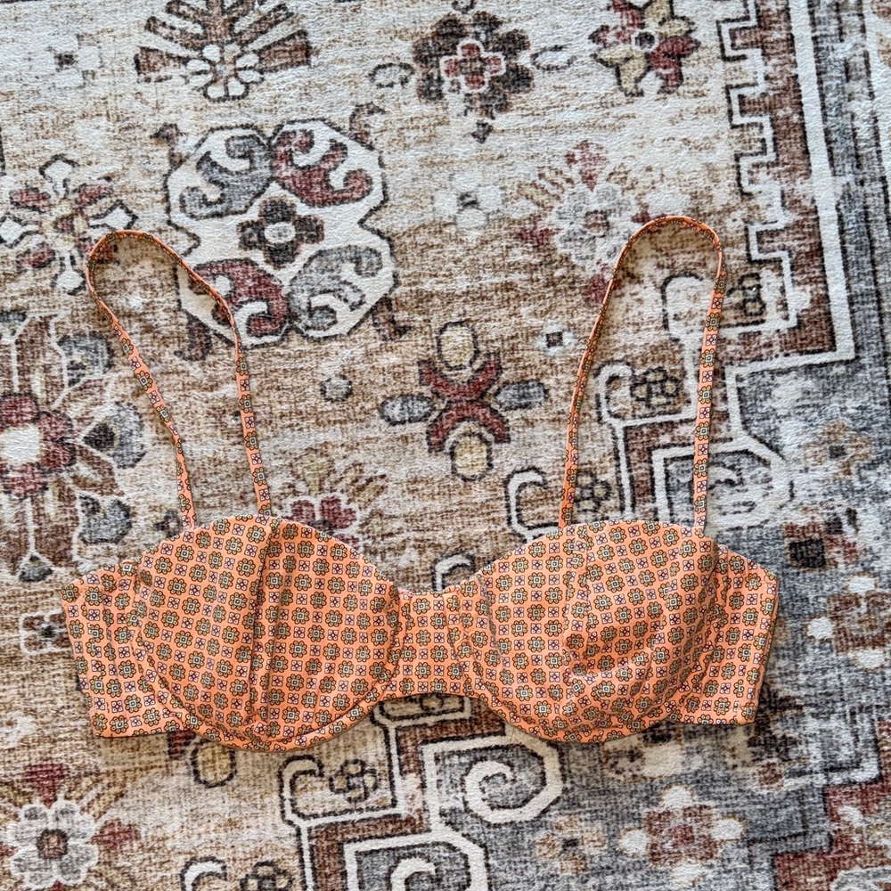 Orange Patterned Women's Swim Top